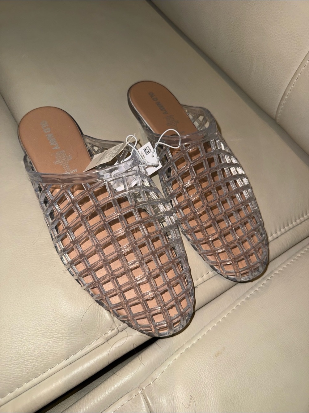 Old Navy Clear Lattice Slip-On Mules in Tan Insole